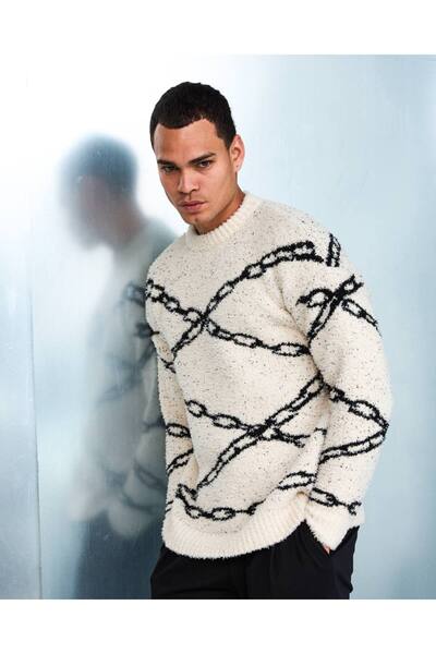 MATTİMODA Zincir Detay Örme Kumaş Erkek Kazak