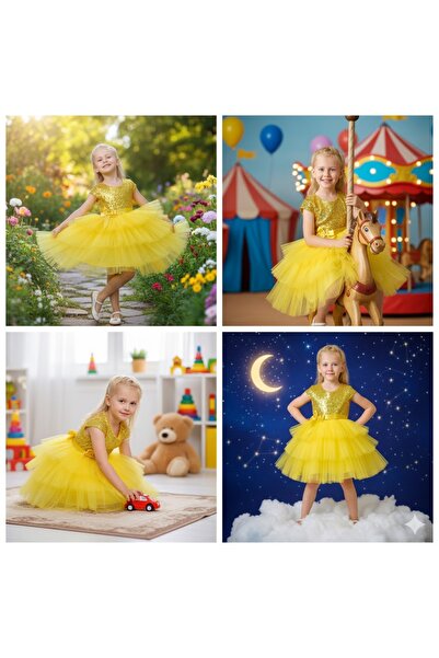 ENDESTORE Kız Çocuk Tüllü Abiye Parti Ve Doğum Günü Elbisesi