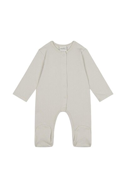 Antebies Gray Ribbed Jumpsuit - Booties Detail