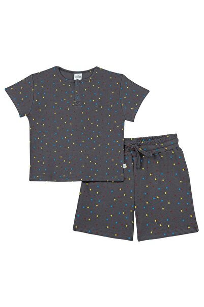 Antebies Set de pijamale pentru băieți, cu model antracit organic, cu buline,...
