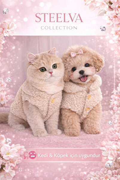 STEELVA Krem Rengi Polar Kedi & Köpek Yeleği Pet Kıyafeti