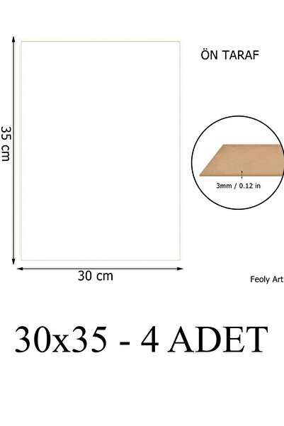 Feoly Art 3 mm 30x35 MDF Plaka (3 ADET) - Hobi, Maket, Ahşap El Sanatları İçi...