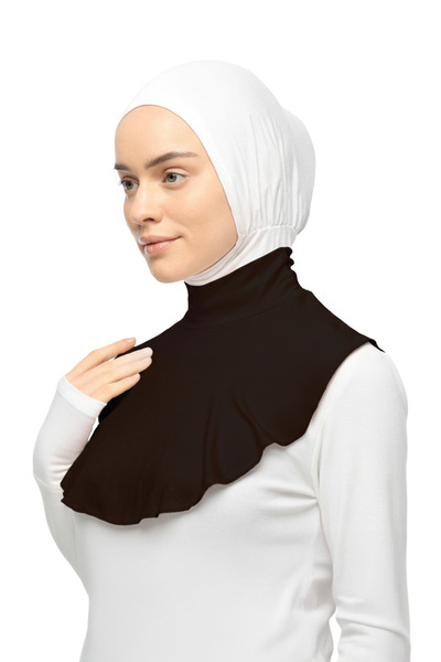 Altobeh Düz Balıkçı Yaka Boğazlı Penye Tesettür Boyunluk - Koyu Kahverengi