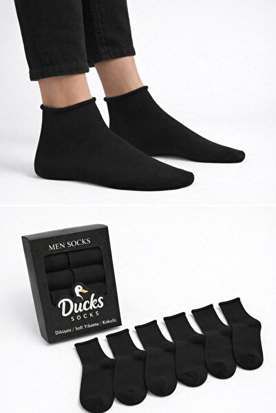 KaeLaurean Мъжки памучни еластични черни безшевни еластични къси чорапи без с...