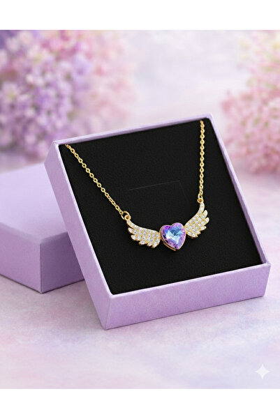 shop MELEK KANADI KOLYE MOR ÇELİK