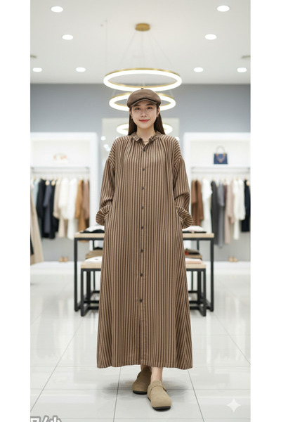 StepIntex Vertical striped double-layered dress, 2026 autumn new style