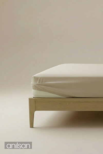 Anılsan Camelia Single/Double Size Flat Ranforce Fitted Sheet - Beige 100% Co...