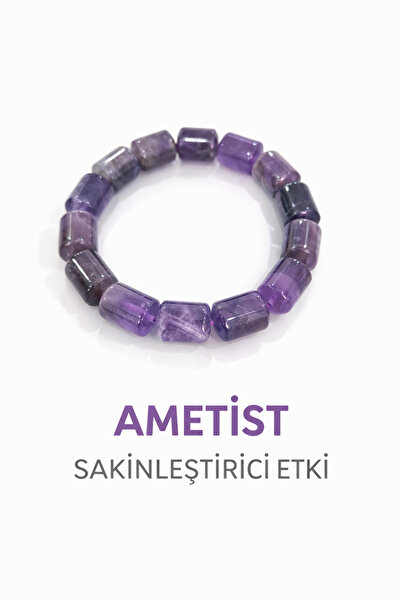Cunda Doğal Taş Design Ametist Doğal Taş Bileklik Özel Kesim ( Sakinleştirici...