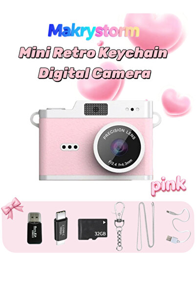Makrystorm كاميرا رقمية صغيرة بتصميم سلسلة مفاتيح ريترو بدقة 1080 بكسل وذاكرة...