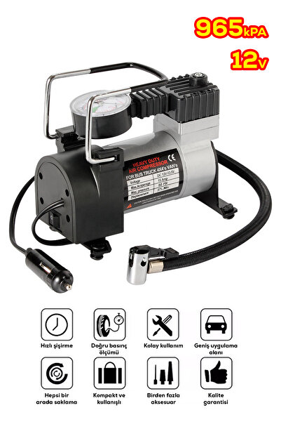 Arfseb Çok Fonksiyonlu 12V Metal Kompresör – Top, Bisiklet ve Araç Lastiği Şi...