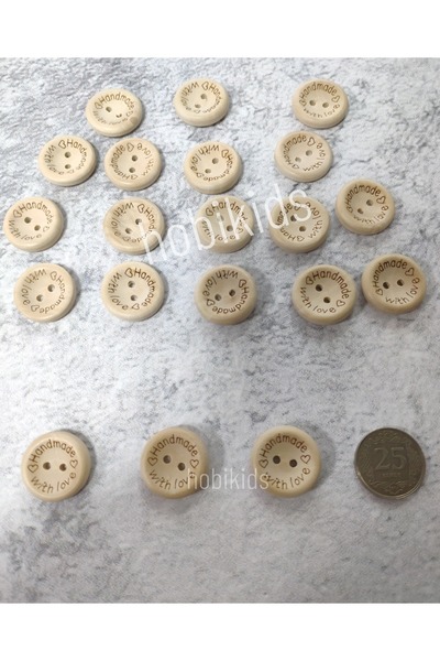 HOBİKİDS زر خشبي مصنوع يدوياً، 2 سم (20 مم)