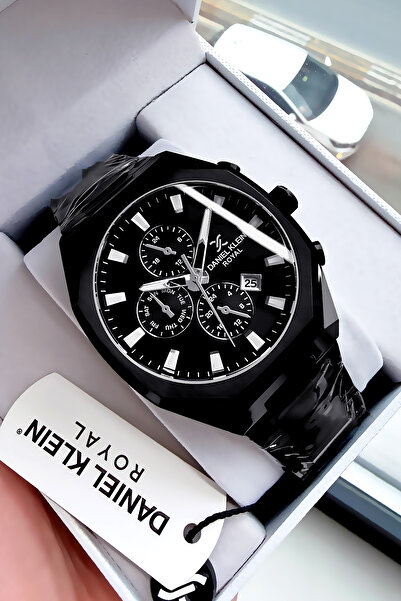 Daniel Klein Royal Men's Wrist Watch 3 Atm Waterproof Black Color Steel Band ...