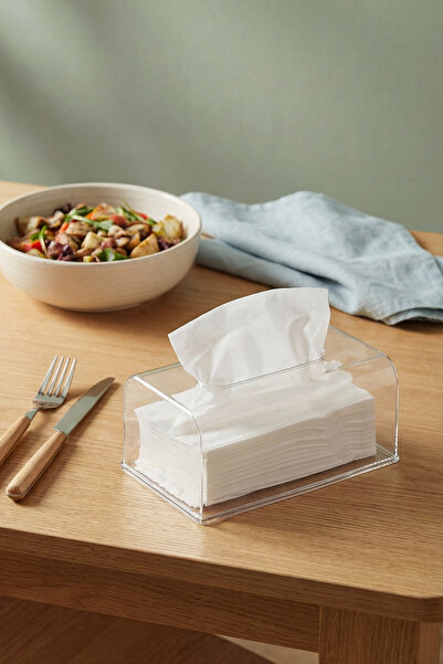 Tercih Home Dikdörtgen Akrilik Şeffaf Peçetelik ISLAK MENDİL KUTUSU Peçete Dü...