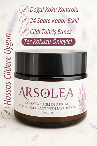 Arsolea %100 Doğal Deo Krem Alüminyumsuz Koltuk Altı Beyazlatıcı 24 Saat Ter ...