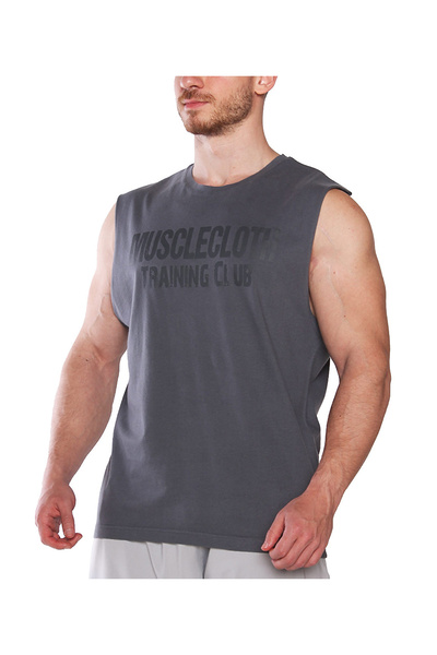 MUSCLECLOTH Training Club Drop Arm Kolsuz T-Shirt Füme