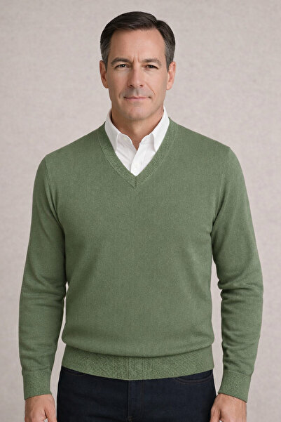 BURSPA Χειμερινό πουλόβερ με λεπτή μάλλινη λαιμόκοψη σε σχήμα V