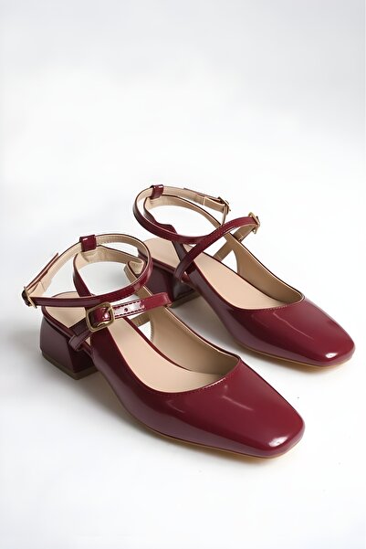 oyyo Bordo Rugan Arkası Açık Kare Burunlu Kısa Topuk Günlük Babet Kadın Topuk...