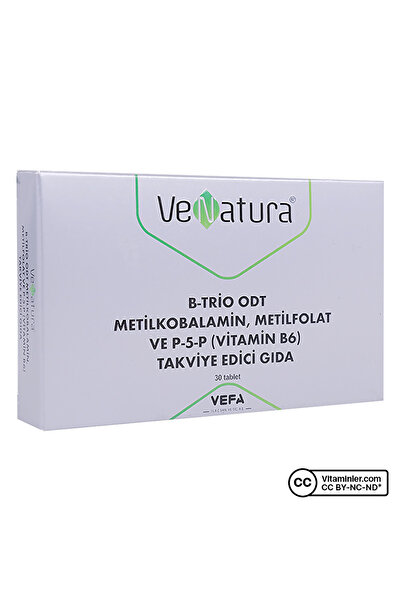 VeNatura B-Trio Odt Methylcobalamin, Methylfolate and P-5-P (Vitamin B6) 30 T...