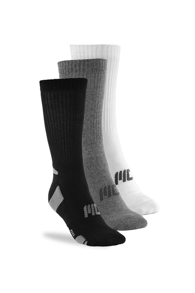 MUSCLECLOTH Stay Fresh Uzun Çorap 3'Lü Paket Gri Beyaz Siyah