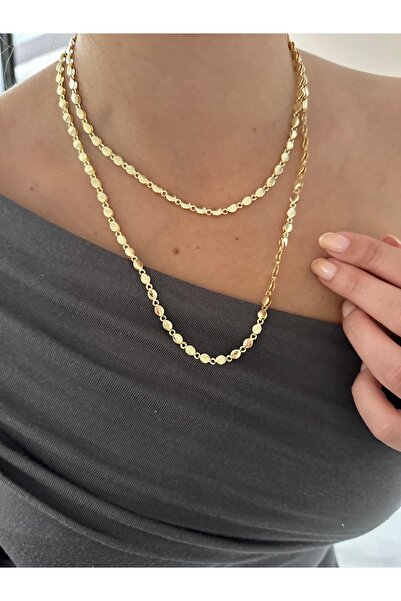 Charmist 14K Çelik Üzeri Altın Kaplama 90 Cm Arpa Zincir Kolye