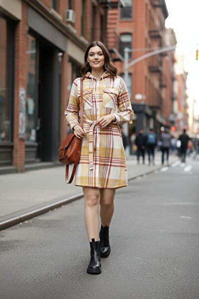 Cotpark Kadın Düğmeli Oduncu Tunik Gömlek 22021