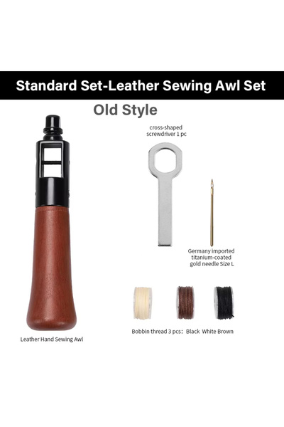 Choice مجموعة أدوات خياطة جلدية قديمة من WUTA، تتضمن مخرزًا وخيطًا، لخياطة سر...