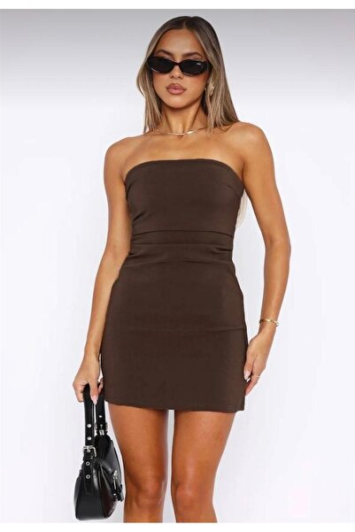 Be Best Rochie mini maro fără bretele pentru femei BE168