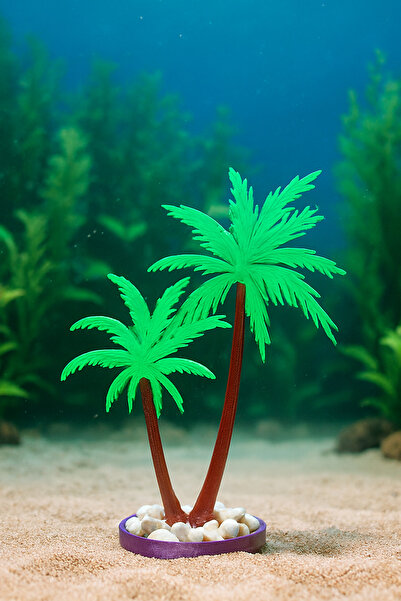 Akvaryum 1 Adet Palmiye Ağacı Akvaryum Dekoru Küçük Akvaryum ve Büyük Akvaryu...