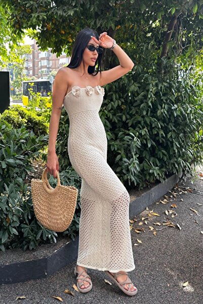 Angel Mia Φόρεμα πλεκτό Alice Floral Μπεζ