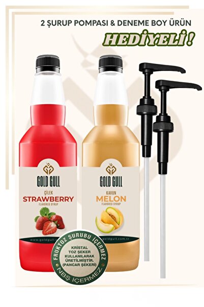 gold gull Kavun & Çilek Aromalı Kahve & Meyve Şurubu 2 X 700 Ml.