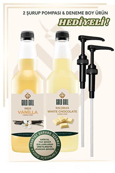 gold gull Vanilya & Beyaz Çikolata Aromalı Kahve & Meyve Şurubu 2 X 700 Ml.