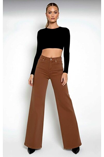 LİMABEL Alya Ikon Pantaloni largi din denim auriu Maro Lycra Palazzo