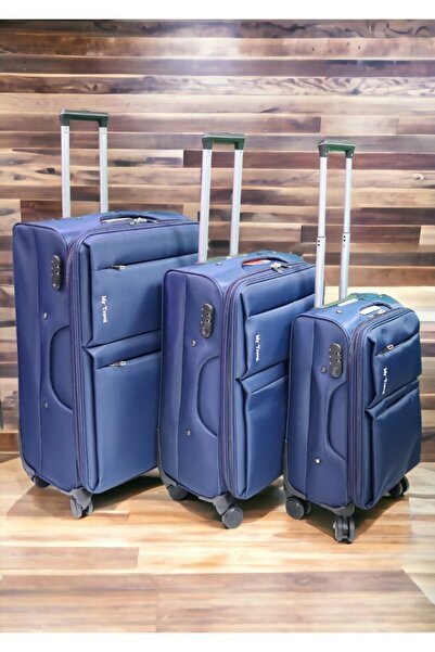 OEM Set Troler B-001 — 3 dimensiuni 20", 24", 28", 4 roți pivotante, Albastru