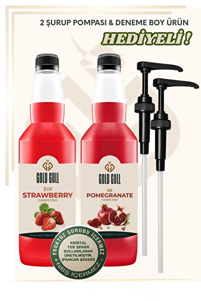 gold gull Çilek & Nar Aromalı Kahve & Meyve Şurubu 2 X 700 ml.