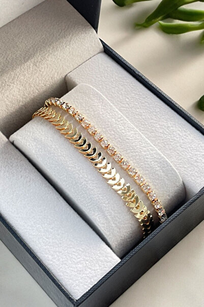 Crc Bijuteri مجموعة أساور نسائية من حجر الزركون وتفاصيل حراشف السمكة مكونة من...