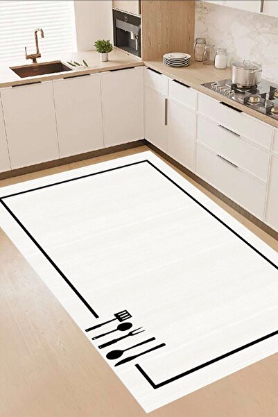 Decomia Home Dijital Kaymaz Yıkanabilir Modern Çerçeveli Kıtchen Mutfak Halıs...
