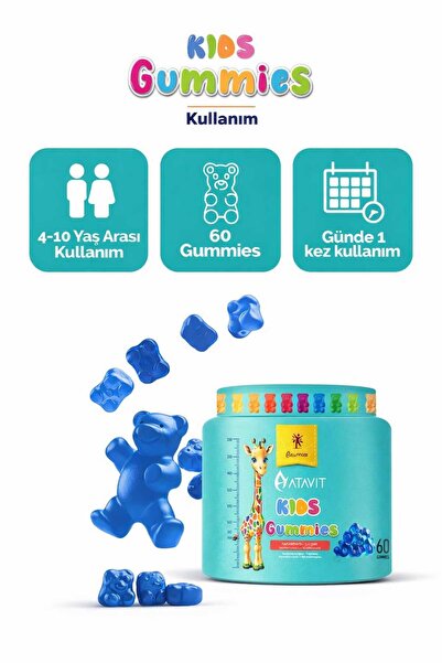 Atavit L-ARJİNİN MULTİVİTAMİN VE MULTİMİNARAL GUMMİES KİDS 60 ADET