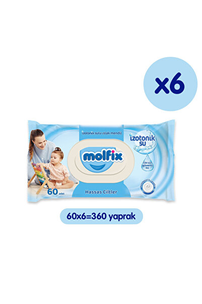 Molfix İzotonik Sulu Islak Mendil Hassas Ciltler 60'li x 6 Adet (360 Yaprak)