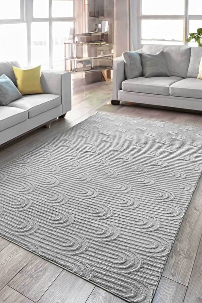 Decomia Home Perla İskandinav Premium Peluş Bukleli Gri Salon Halısı Mutfak H...