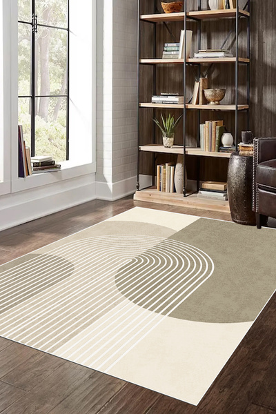 Decomia Home Covor digital anti-alunecare, lavabil, nordic, bej de nurcă, pen...