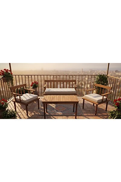 MMS AHŞAP Yalı Ahşap Küçük Ebat Balkon Ve Bahçe Takımı