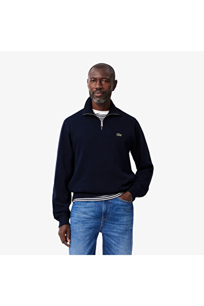 Lacoste Men's Classic Fit Half Zippered Navy Blue Sweatshirt