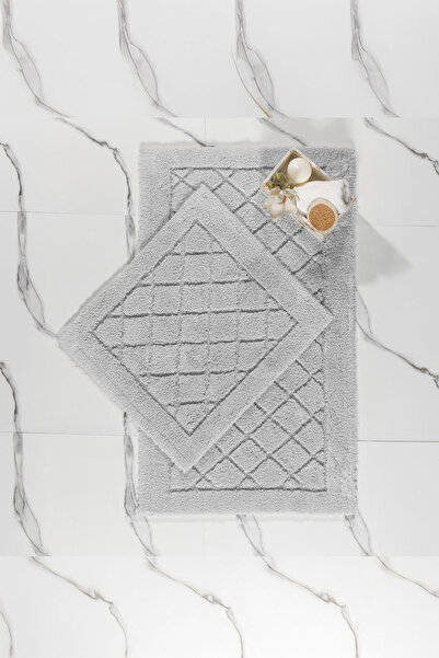 Elart Frio Bathroom Rug Set Cotton 2 Pieces (60X100 cm) Gray