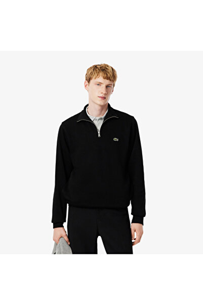 Lacoste Erkek Classic Fit Yarım Fermuarlı Siyah Sweatshirt