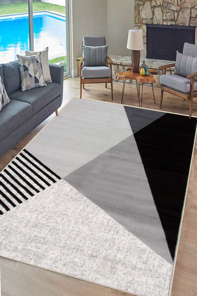 Decomia Home Covor digital anti-alunecare, lavabil, cu model geometric, pentr...