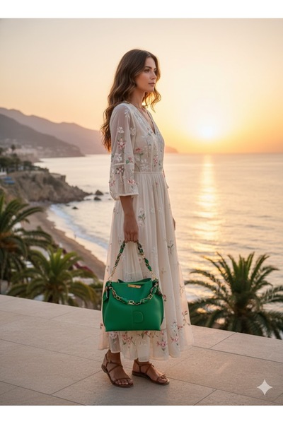 YMZBAG Ženski šal i lančić, mekana kožna torba sa 3 odjeljka i torba za rame