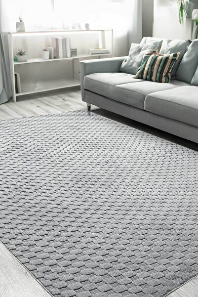 Decomia Home Dolly İskandinav Premium Peluş Bukleli Gri Dokuma Salon Halısı M...