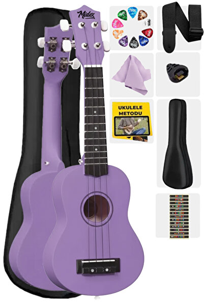 Midex UKX-901PRP Mor Soprano Ukulele (Askı Çanta Metod Pena)