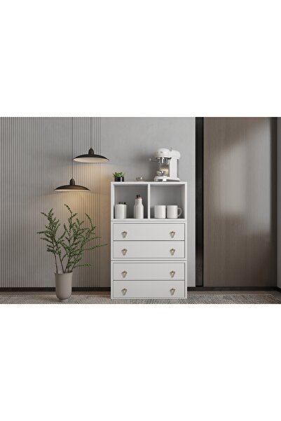 Nettrends Modüler ve Çok Fonksiyonlu 4 Çekmeceli Kahve Köşesi ve Mutfak Dolab...