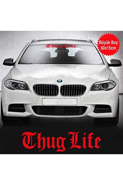 Asilmeydan Thug Life، Thuglife ملصق أبيض كبير الحجم للزجاج الأمامي، سيارة، مل...